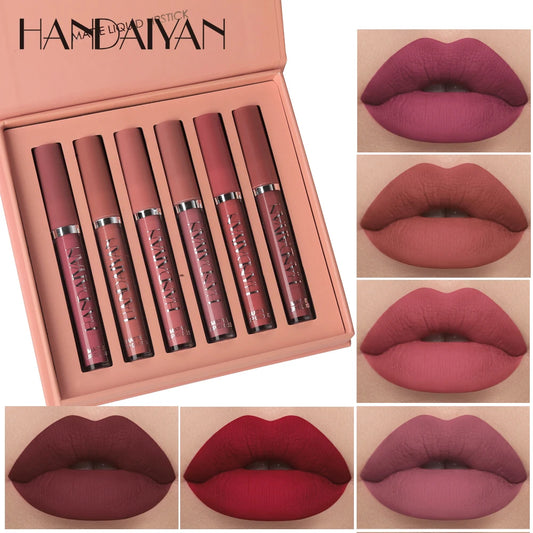 HANDAIYAN - Set de 6 labiales líquidos con brillo duradero