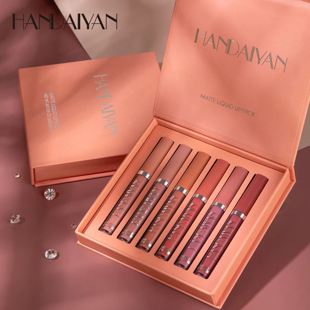 HANDAIYAN - Set de 6 labiales líquidos con brillo duradero